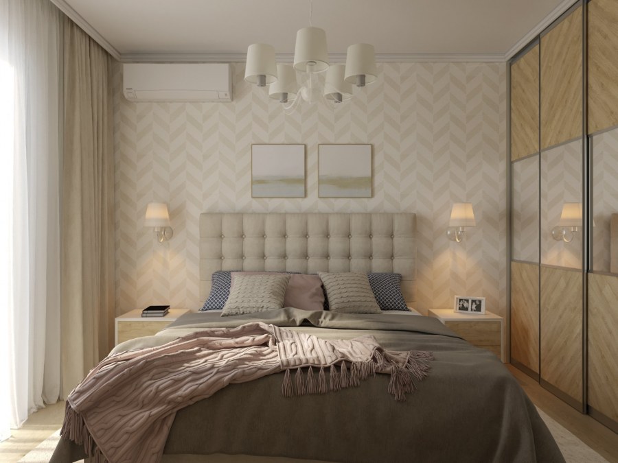 Интерьер спальни в спокойных тонах