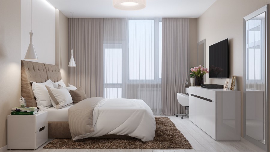 Спальня в светлых оттенках