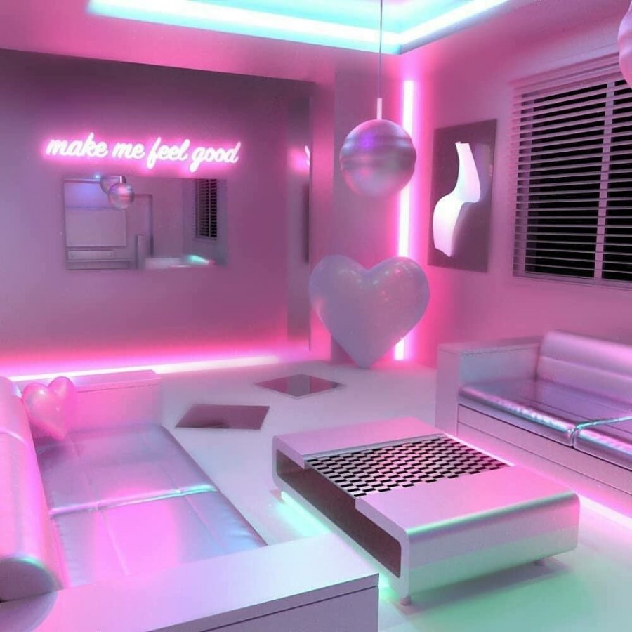 Фиолетовая неоновая спальня