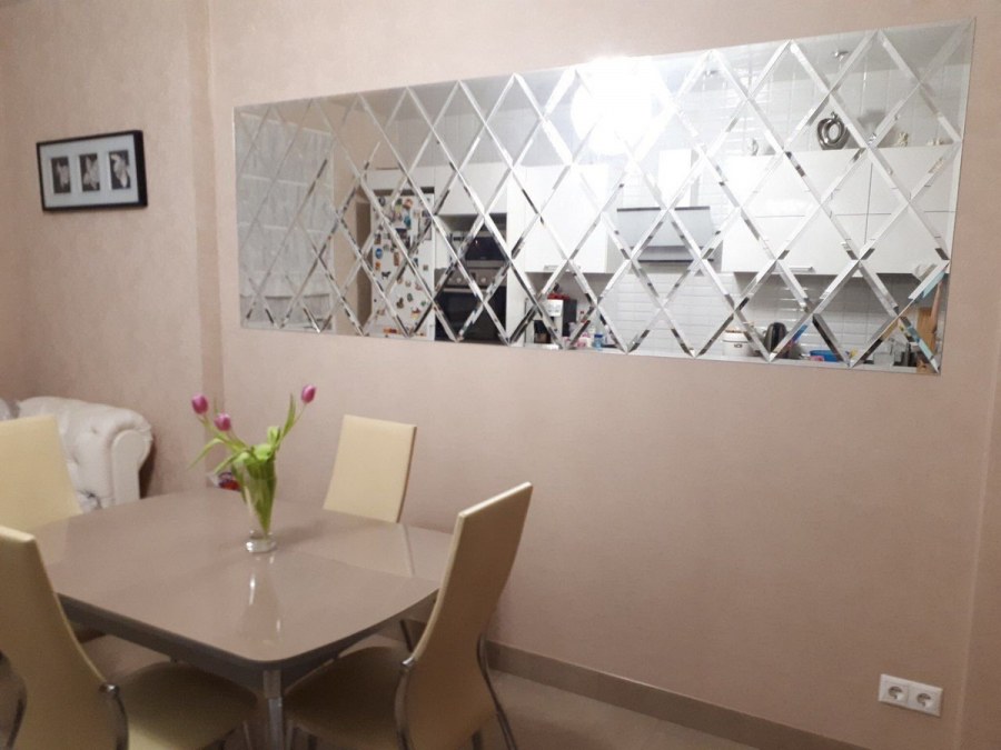 Фартук для кухни из зеркала