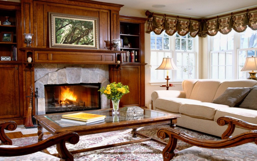 Гостиная с камином