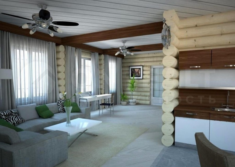 Бревенчатый дом интерьер