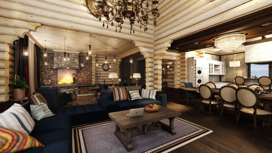 Бревенчатый дом интерьер