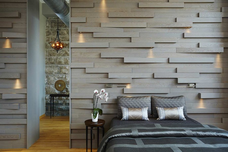 3д панели деревянные с подсветкой спальни