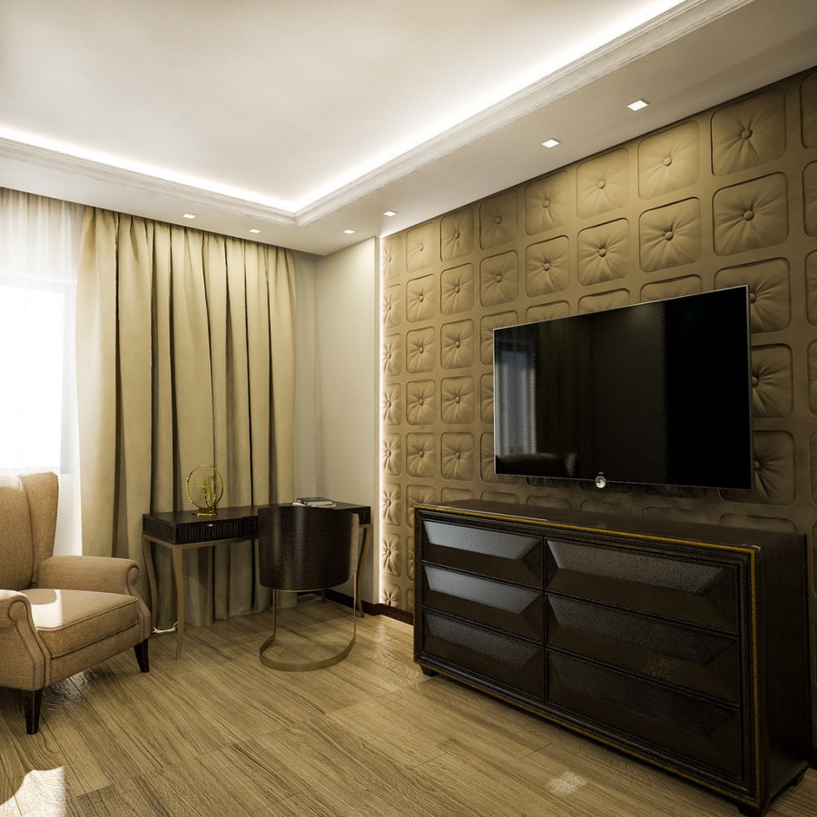 Отделка стен в гостиной