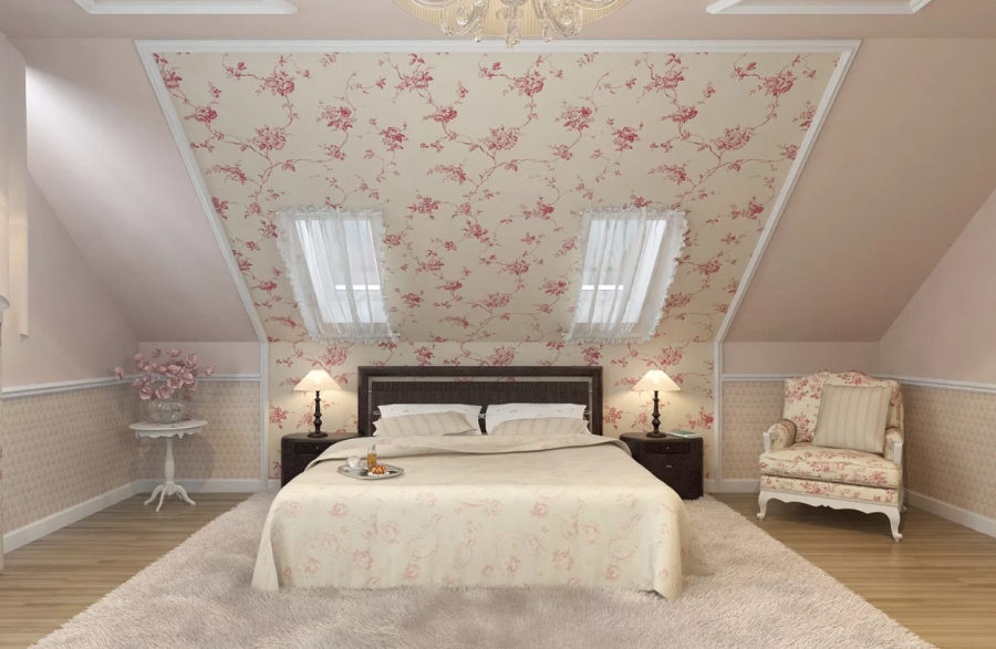 Спальня в мансарде Прованс