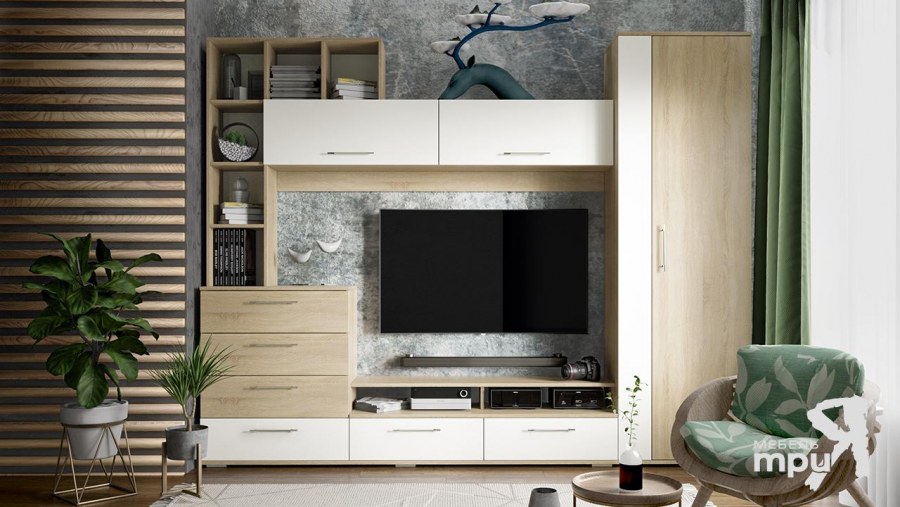 Стенка Нэнси дуб сонома/белый