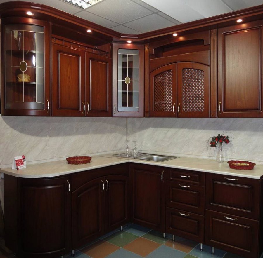 Кухня Ника красное дерево