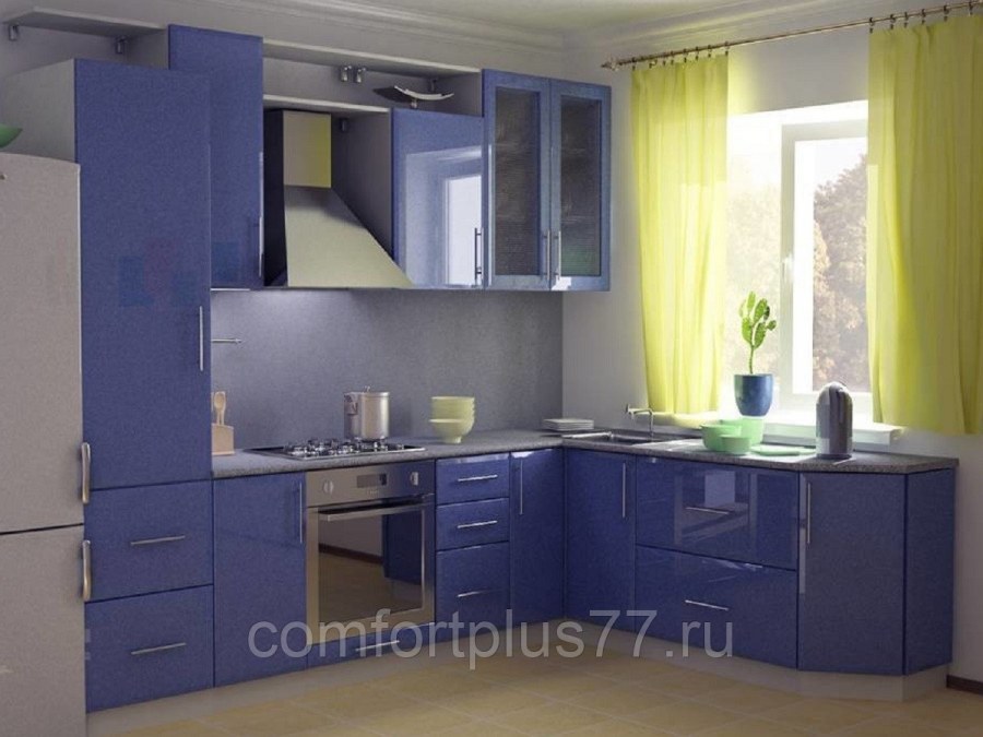 Кухонный гарнитур угловой синий