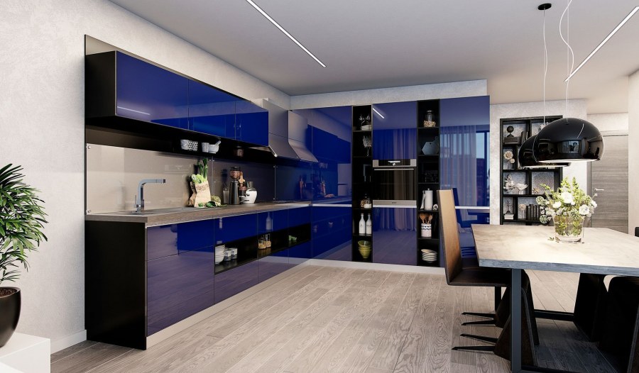 Кухня Алвек индиго матовый