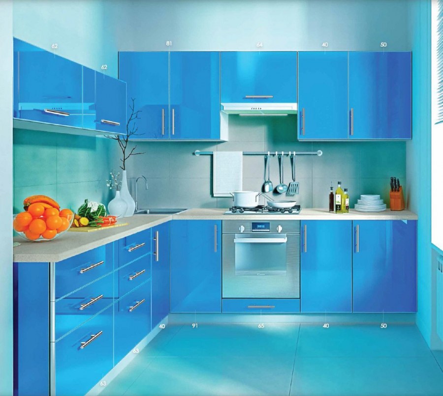 Голубой кухонный гарнитур