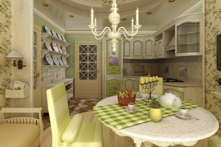 Интерьер кухни столовой в стиле Прованс