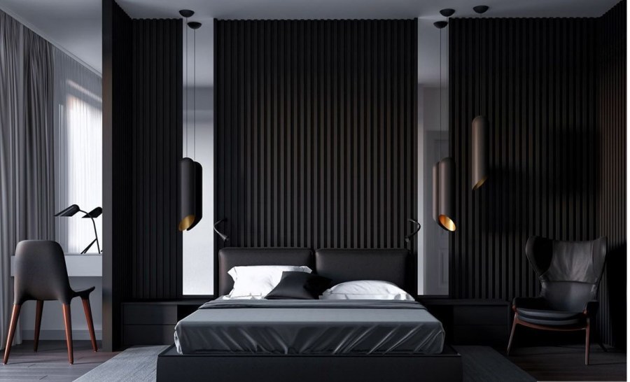 Деревянные рейки в интерьере темные