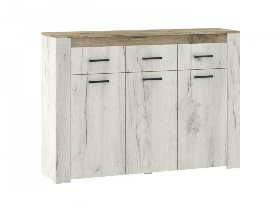 Прага комод км-136 дуб серый крафт/дуб белый крафт