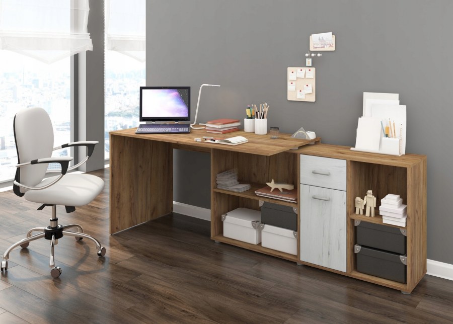 Компьютерный стол дуб крафт белый