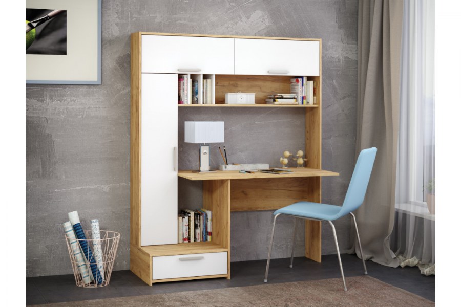 Письменный стол Лайт 03.243 дуб золотой Craft белый премиум