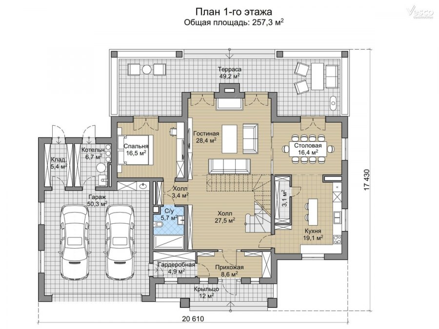 Двухэтажный дом с четырьмя спальнями проект