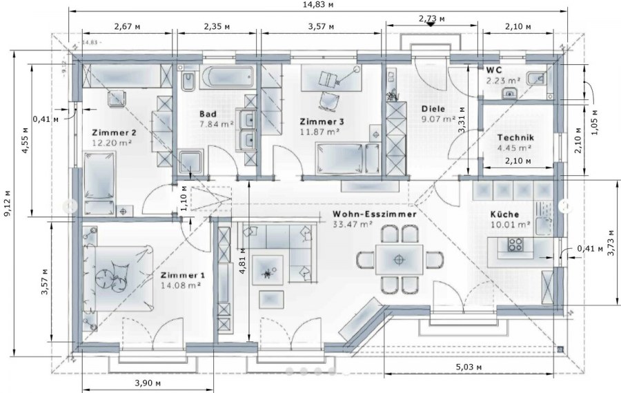 Планировка дома с гардеробной