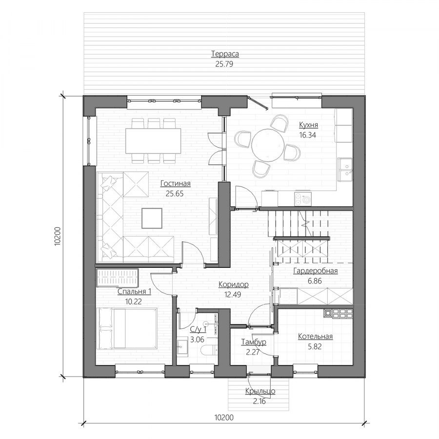 План дома 80 кв м одноэтажный 3 спальни