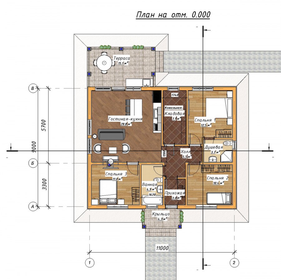 Дом баня с 3 спальнями планировка 12х10