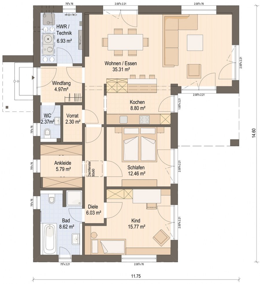Одноэтажный дом 160м2 планировка с 4 спальнями