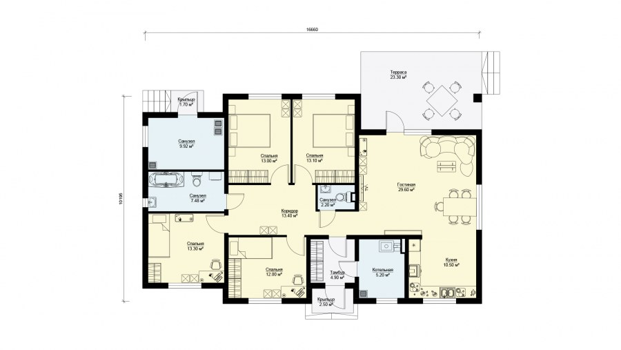 Планировки домов одноэтажных с 2 спальнями