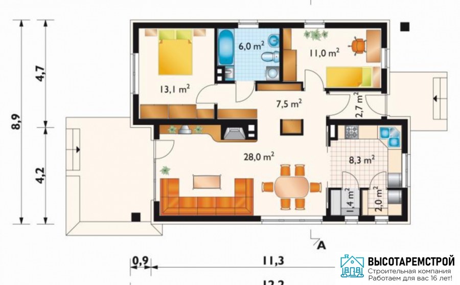 Дом 100 кв м одноэтажный планировка