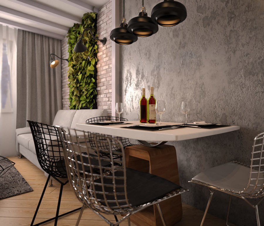 Фактурная штукатурка на кухне