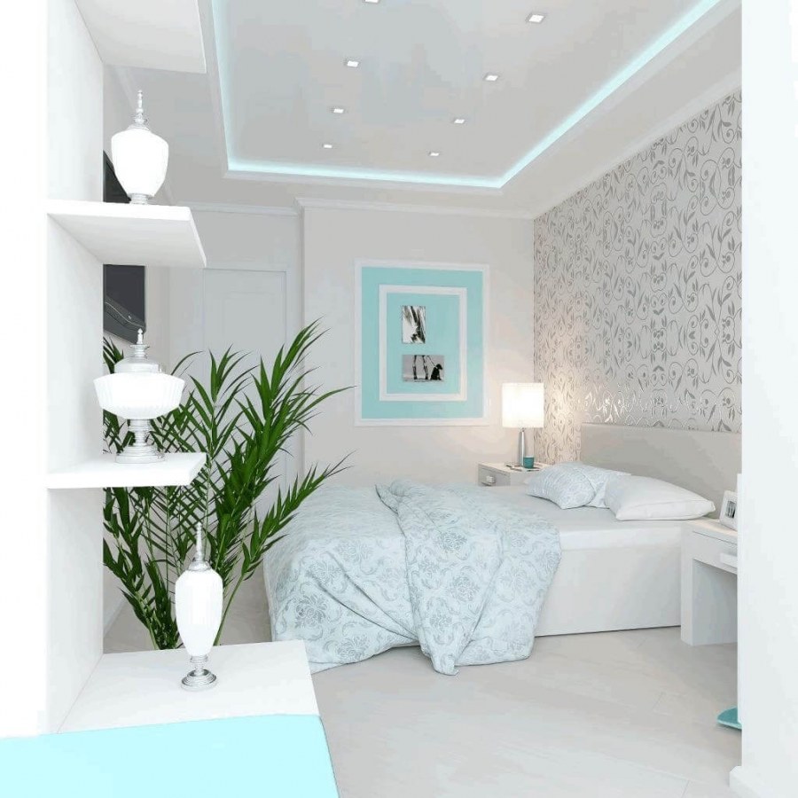 Бело мятная спальня