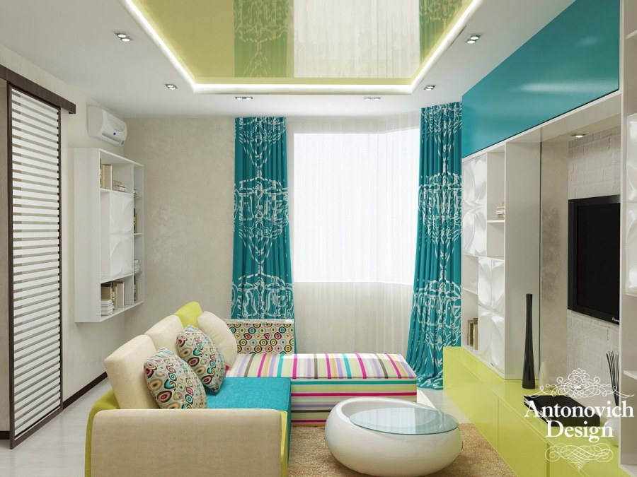 Желтые шторы в интерьере