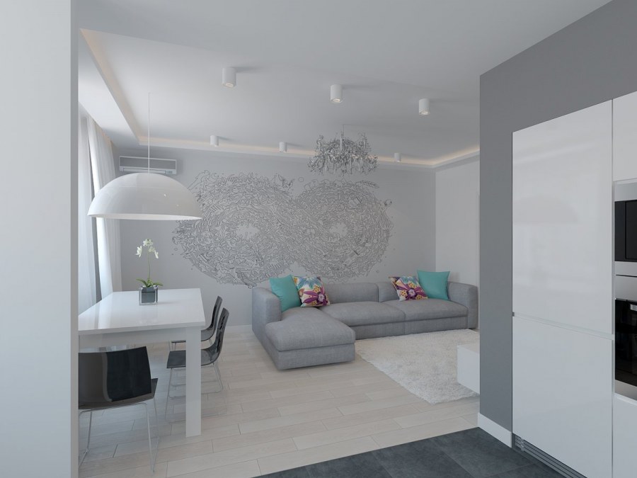 Гостиная с яркими акцентами