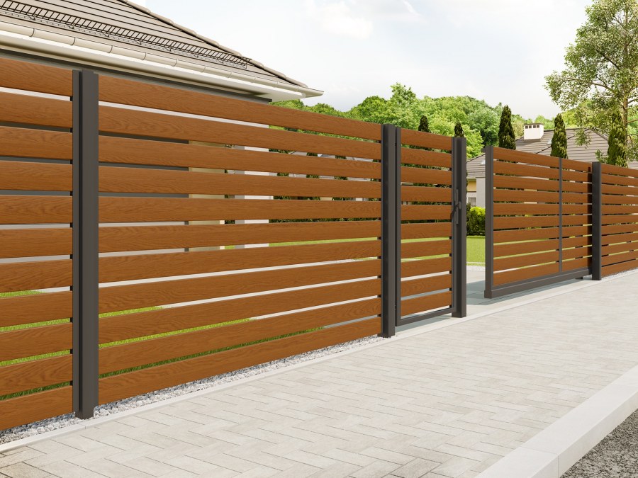Забор из профнастил мореный дуб