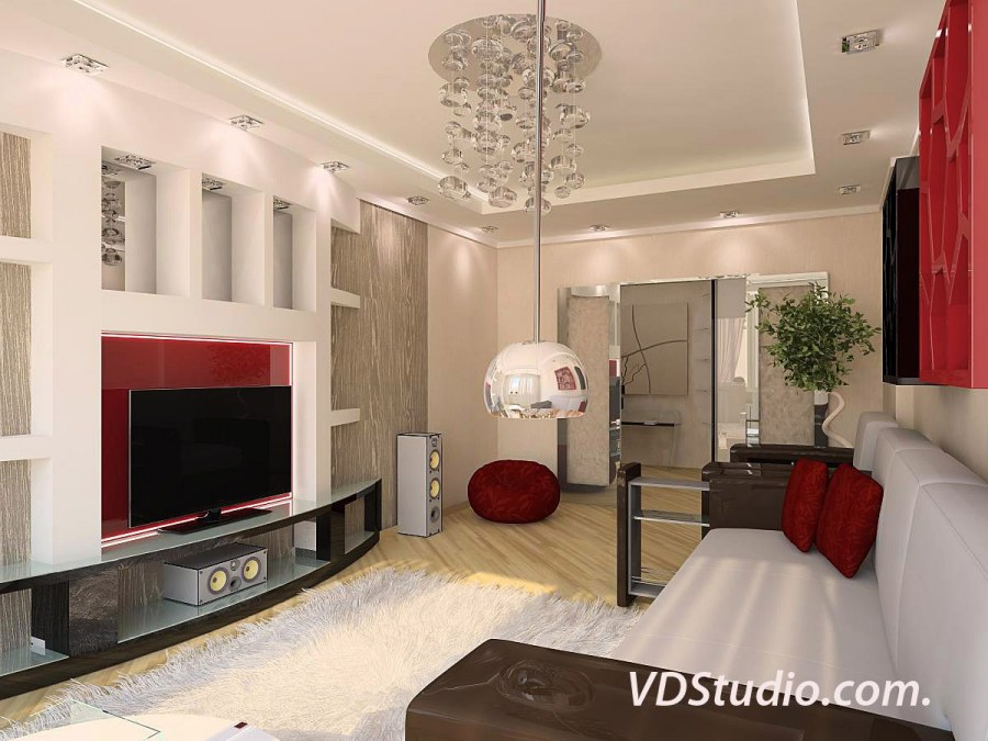 Гостиная в трехкомнатной квартире