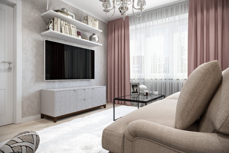 Прямоугольная гостиная 20 кв м