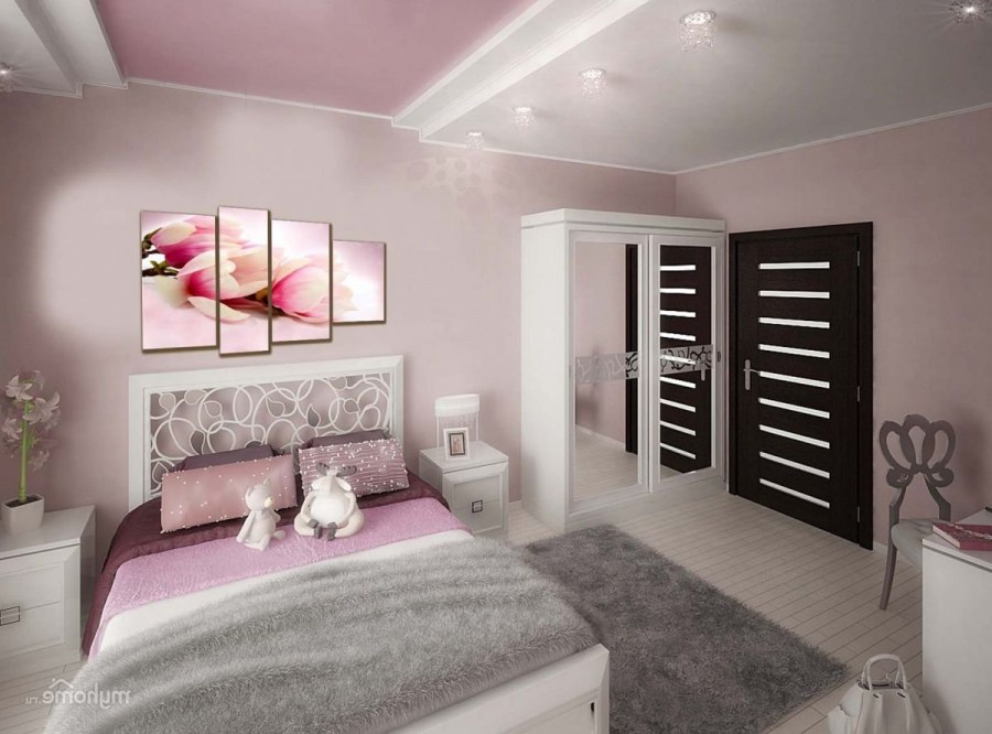 Спальня в серо розовых тонах