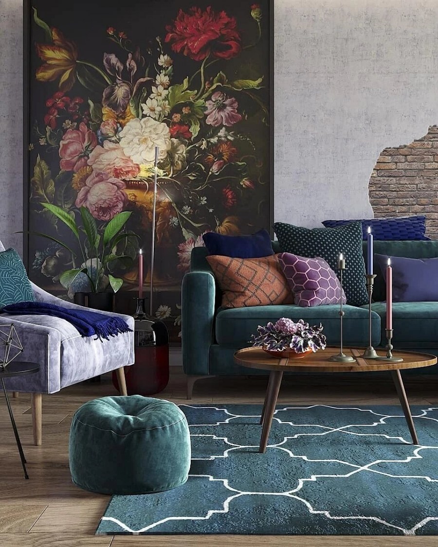 Интерьер в разно насыщенных тонах