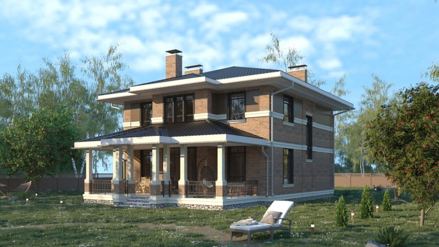 Проекты двухэтажных домов с террасой