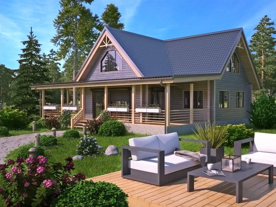 Дом с большой терассай