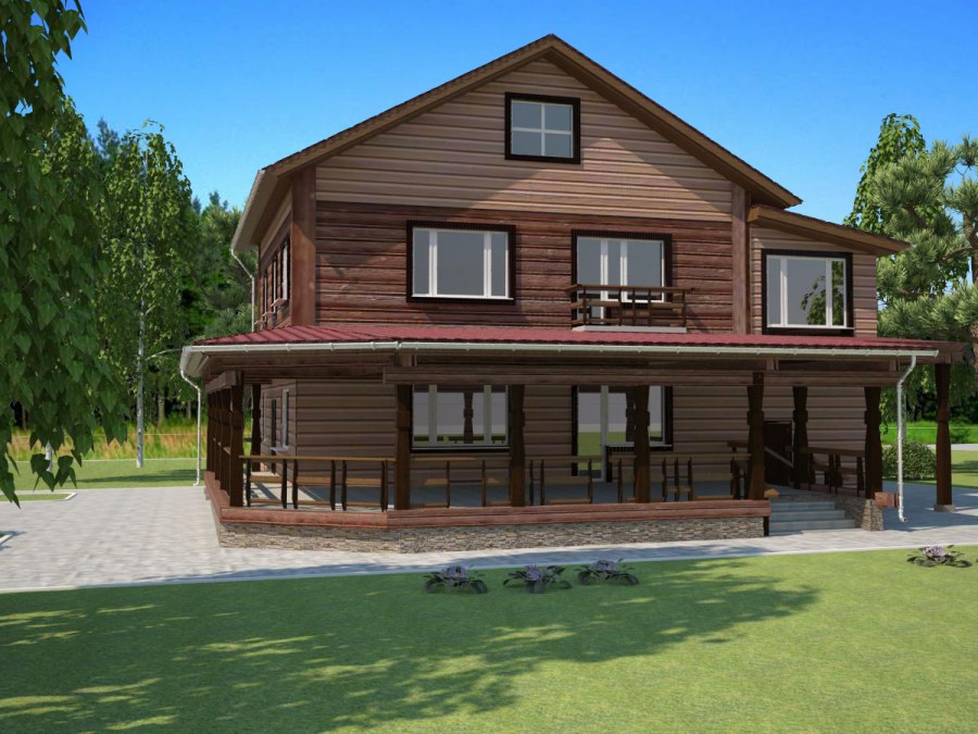 Дом с террасой сбоку