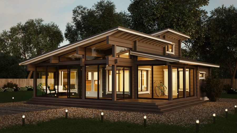 Прямоугольный дом с террасой