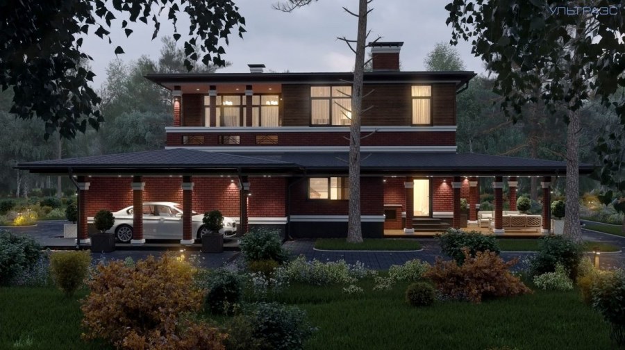 Проекты домов в стиле Райт с панорамными окнами