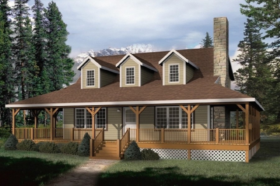 Дом с большой верандой и террасой