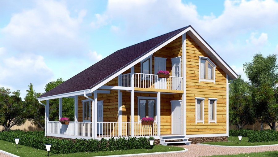Полутораэтажный каркасный дом 8на8 Прованс 8