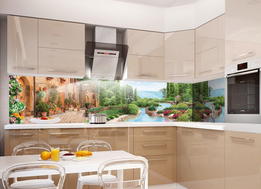 Стеклянный фартук для кухни