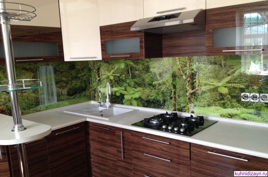 Стеклянный фартук для кухни природа