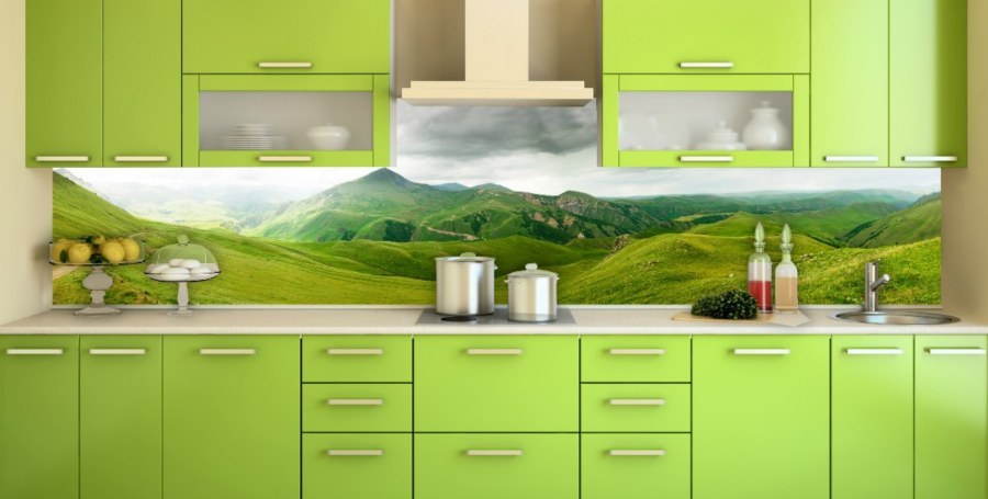 Кухонный гарнитур с рисунком природы