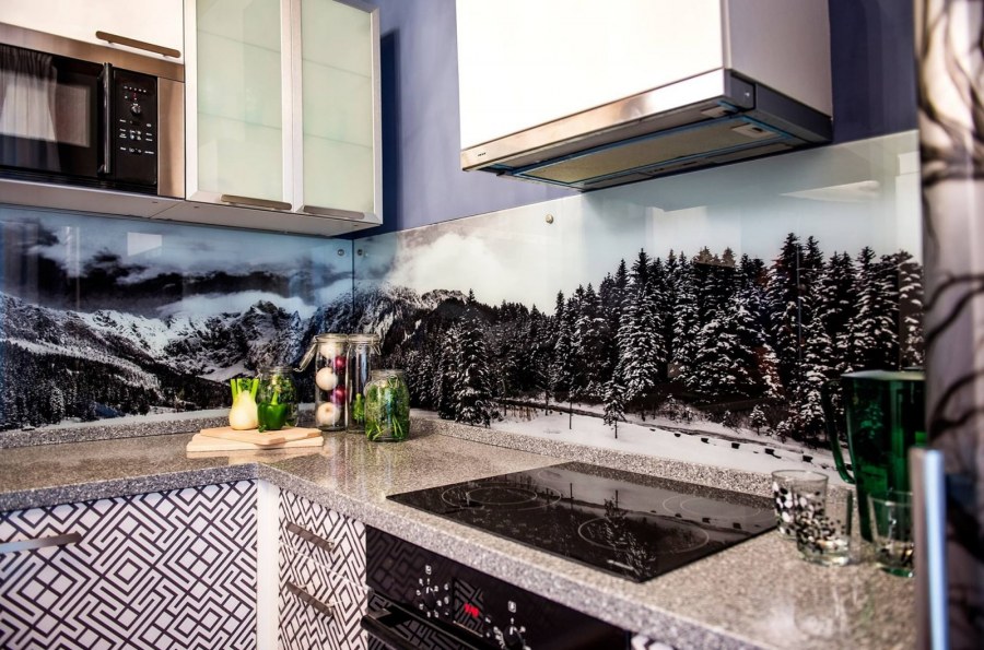 Стеклянные кухонные фартуки