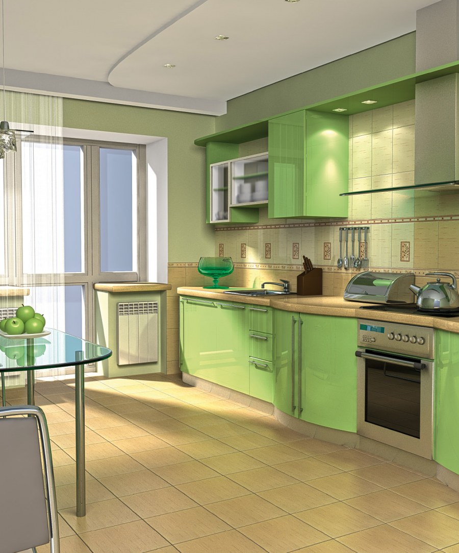 Плитка изумрудного цвета для кухни