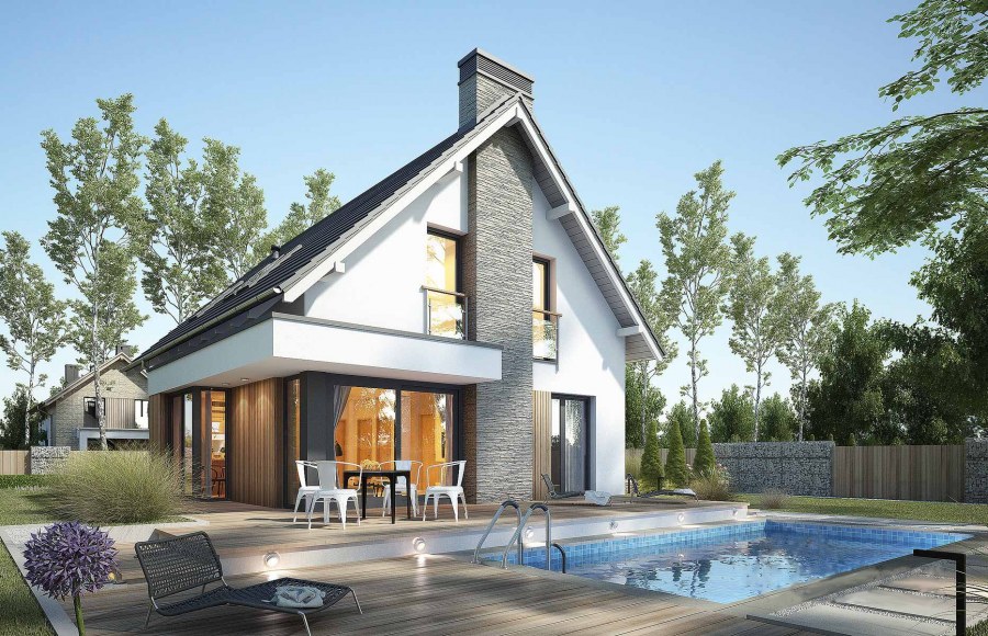 Дом с мансардой в скандинавском стиле