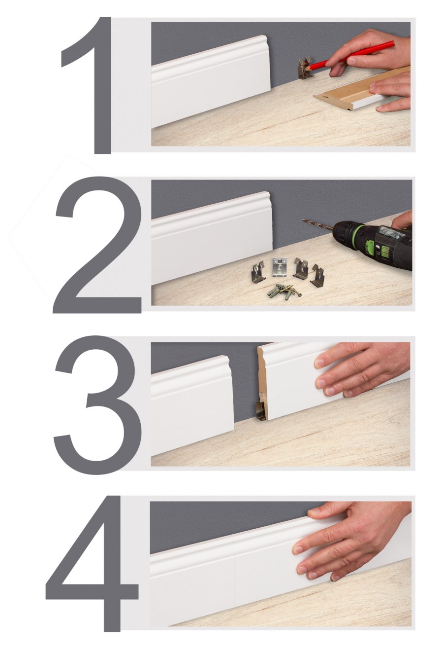 На что крепить плинтус напольный МДФ